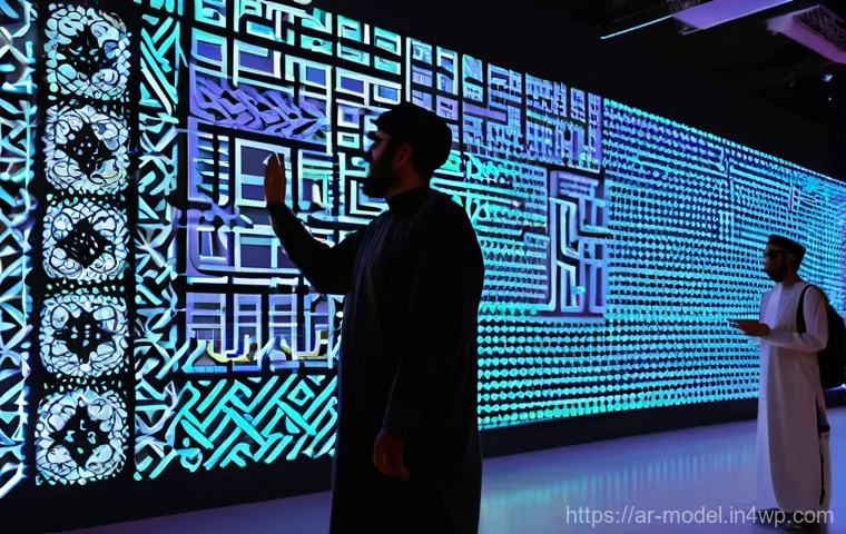 AI와 인간의 상호작용 방식 - **Prompt:** "A group of enthusiastic young Arab students, aged 15-18, in a high-tech AI-powered lear...