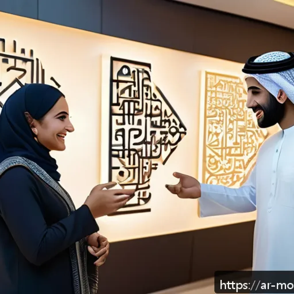 AI와 인간의 협력적 커뮤니케이션 방법 - A modern, warm customer service center scene in a Middle Eastern setting, showing an Arabic-speaking...