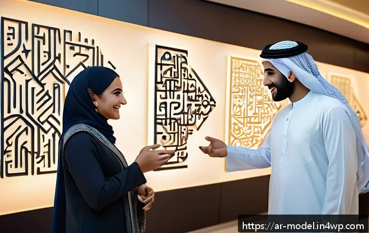 AI와 인간의 협력적 커뮤니케이션 방법 - A modern, warm customer service center scene in a Middle Eastern setting, showing an Arabic-speaking...