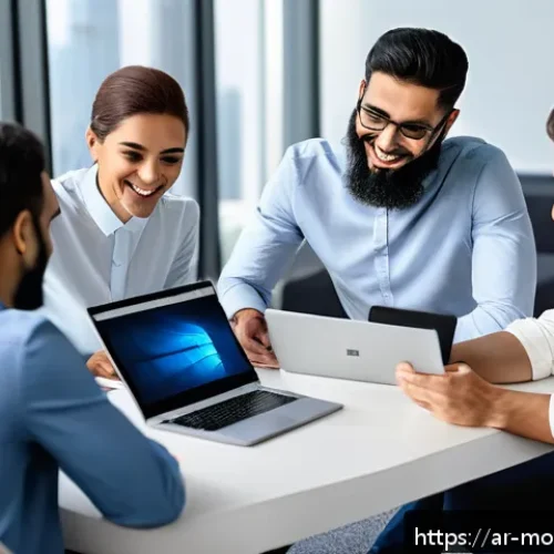 협력 학습 모델에서의 성과 공유 방법 - A diverse group of Arabic-speaking educational team members engaged in an open communication worksho...